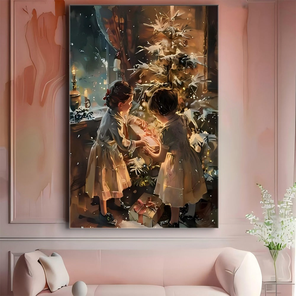 christmas wrapped canvas wall art