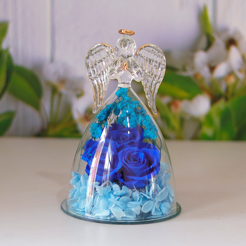 dried rose angel glass decoration