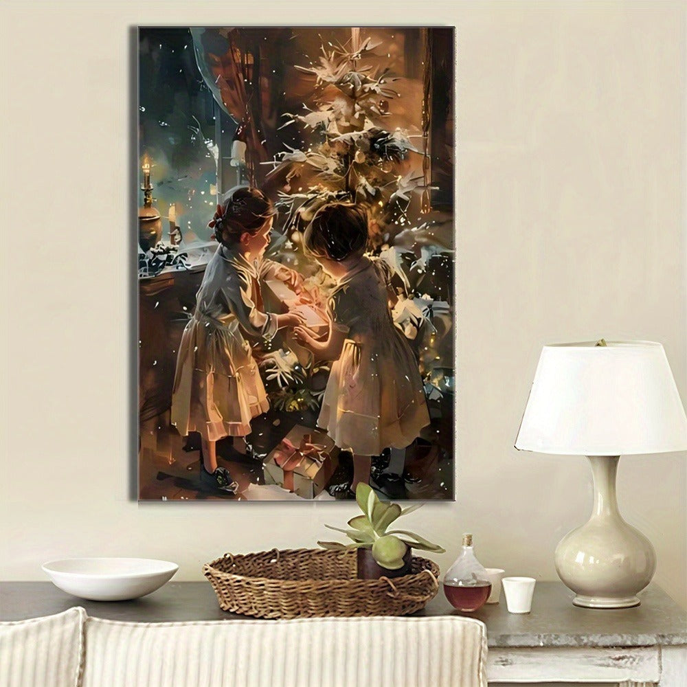 festive wrapped canvas living room art