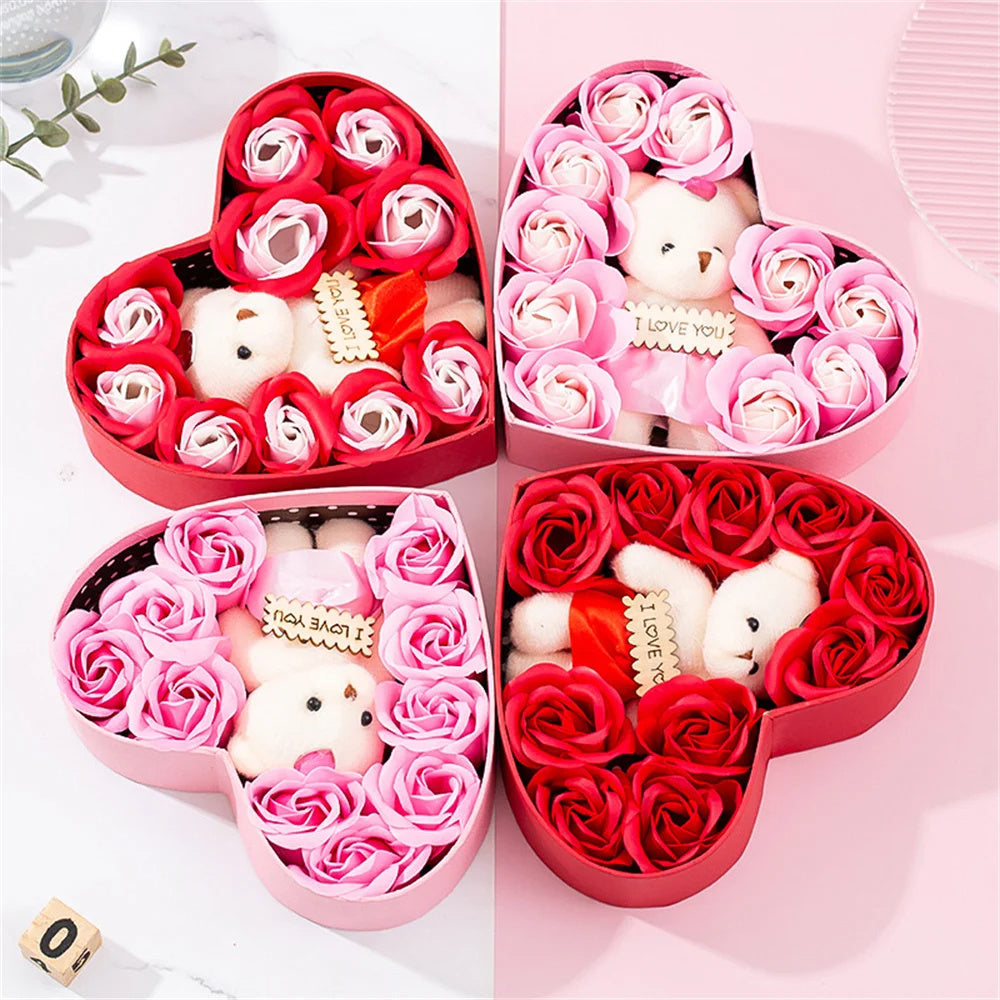 heart shaped rose soap gift box