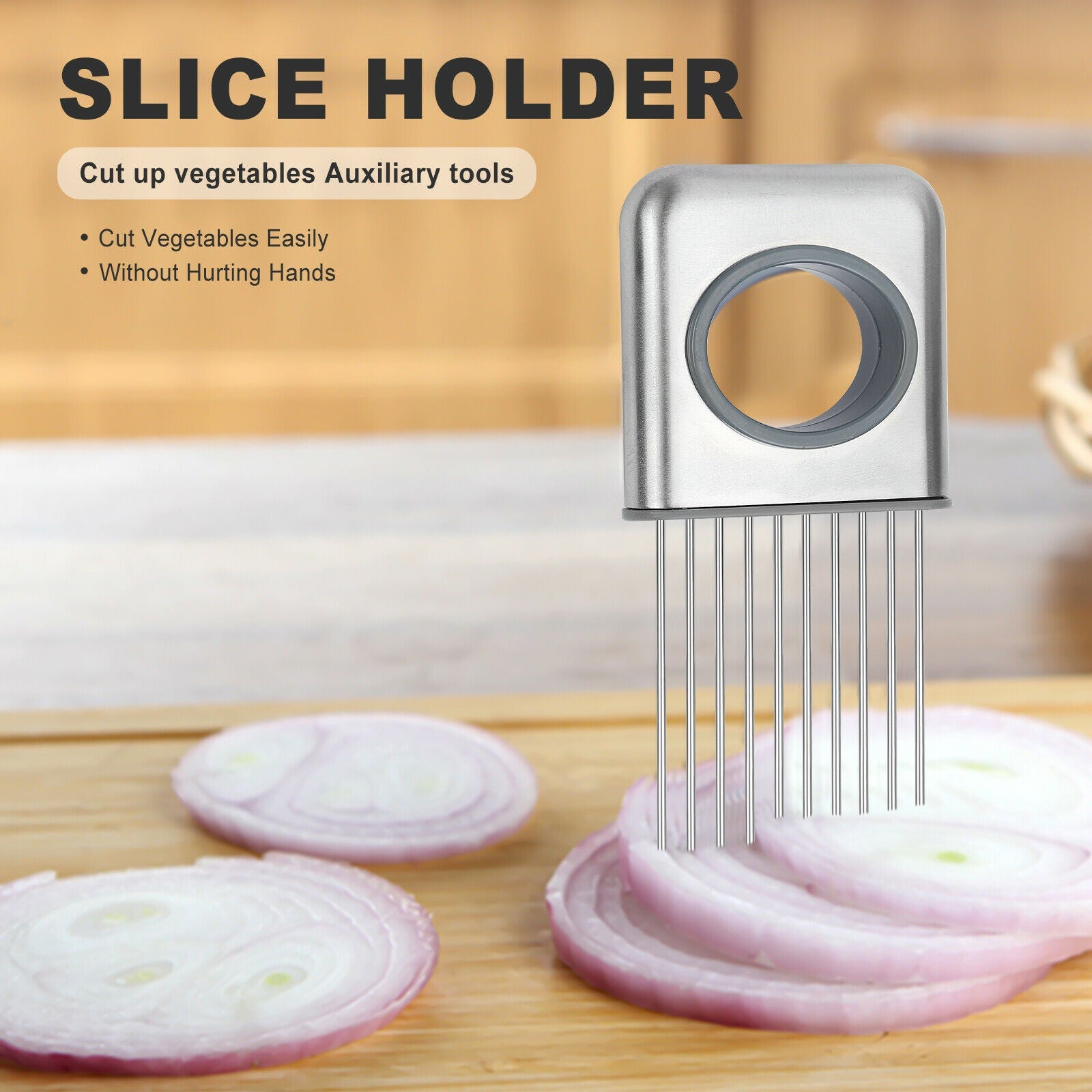 safe onion cutting holder with finger guard
