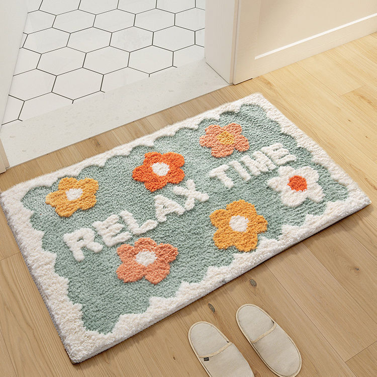 soft polyester flower bath mat